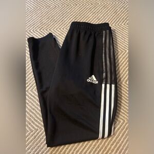 Adidas Kids Black Joggers with White Stripes